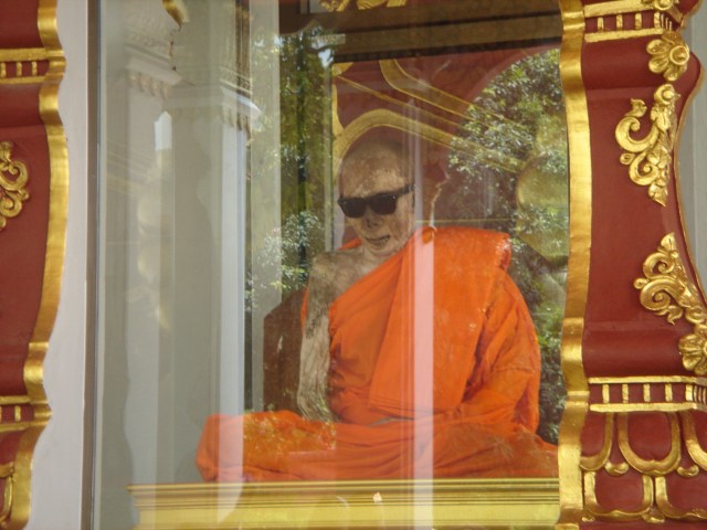 The Mummified Monk, complete with sunglasses