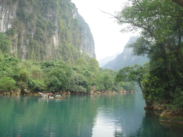The river with the Karst mountains in the background