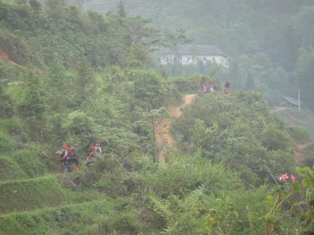 Dzao women lurking near the Eco-Lodge