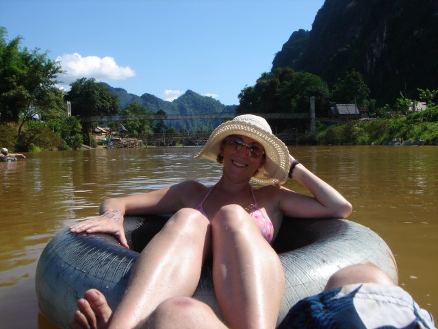 "In the tubing, Vang Vieng, Laos" say the tank tops...
