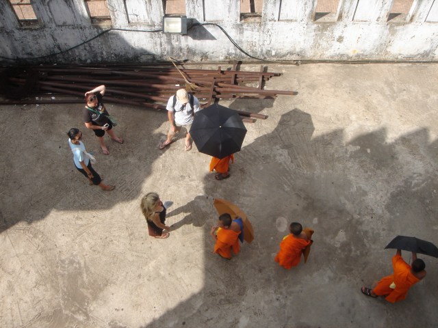 Peeping down on some monks
