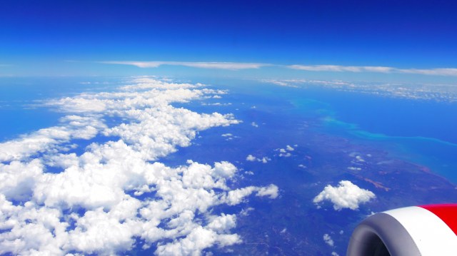 Flying over the Coral Sea