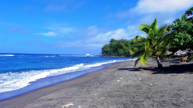 The beautiful black volcanic sands on Tanna