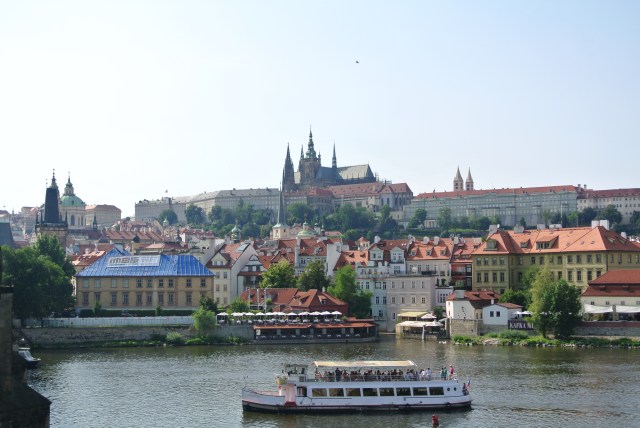 Looking across the river to Prague Castle