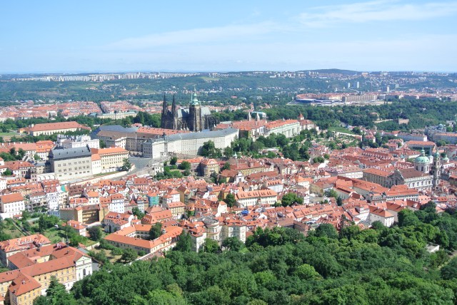 Looking down on Prague Castle from Petřín hill