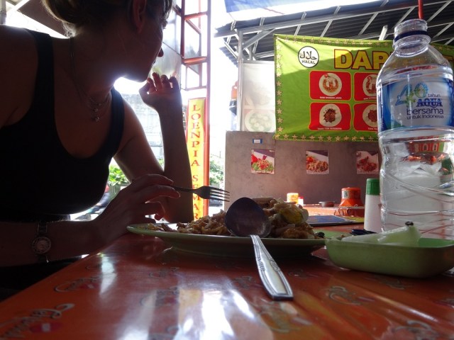 Tucking into our first local Nasi Goreng