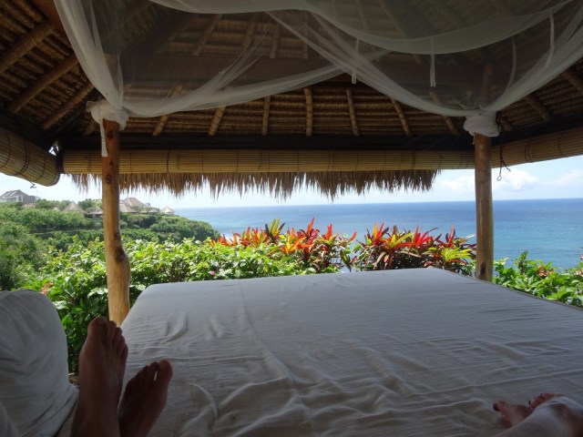 Terrible views from one of the day beds where we wasted a day reading & resting (broken by the odd dip in the pool)