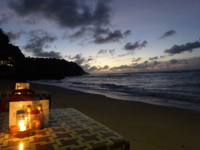 Seafood dinner on the sand
