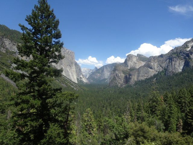 First views of Yosemite, with half dome in the distance