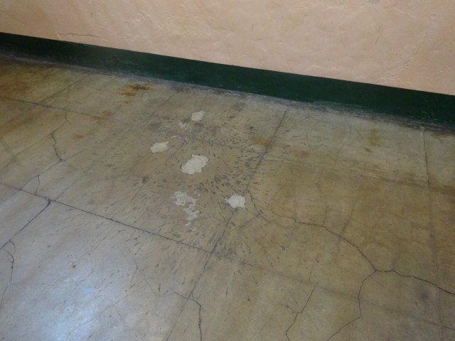 Shrapnel scars from grenades dropped by Marines during the battle