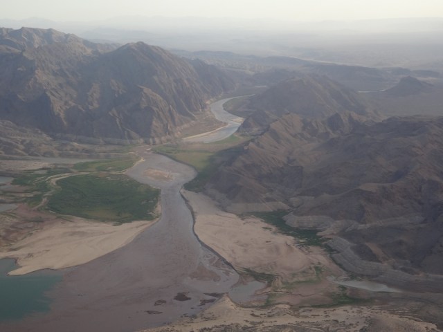 The Colorado River snakes its way into the Grand Canyon
