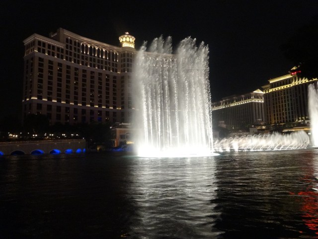 Catching some of the Bellagio’s light show during the rains