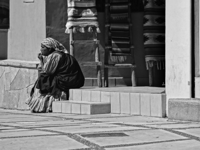 A local lady, deep in thought