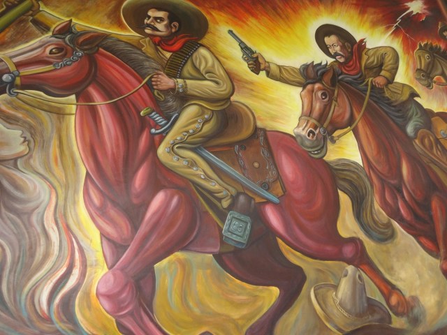 A mural depicting the revolutionary in action