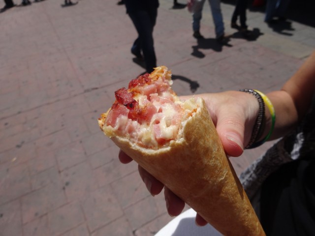 Pizza in a cone. Surprisingly tasty