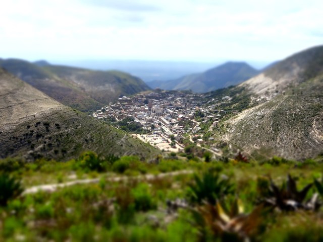 Real de Catorce, tucked into the valley below