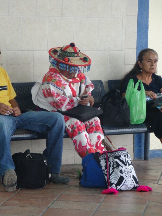 A colourful character at Matehuala bus terminal (he traveled all the way with us this day)