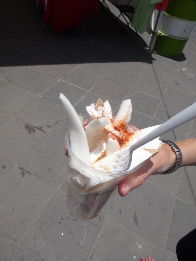 Coconut with Chili, Salt & Lime. Even better after we chilled it in our hostel fridge!