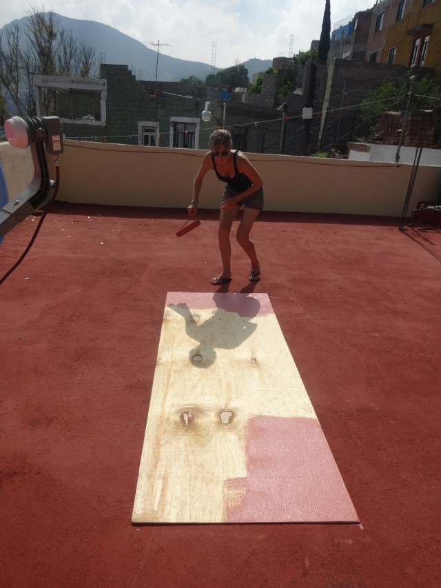 Painting panels on the roof, we were able to enjoy the spectacular views!