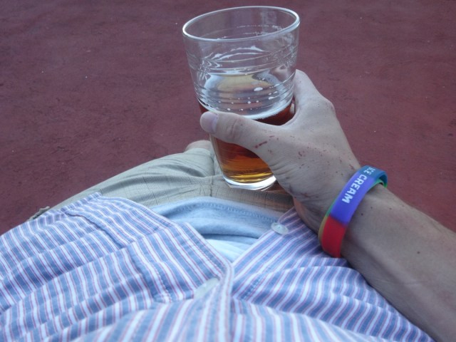 Cold beer refreshment at the end of a hot day