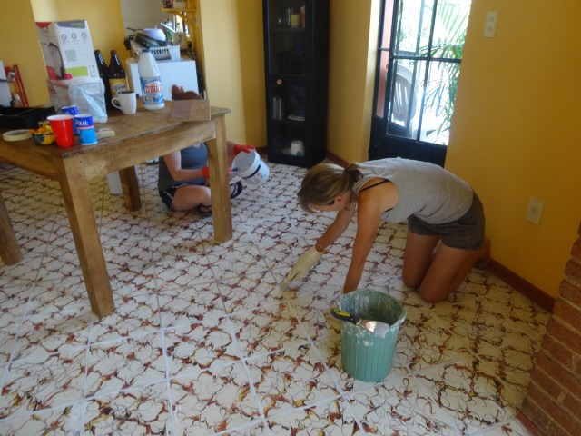 Another hard day cleaning grout