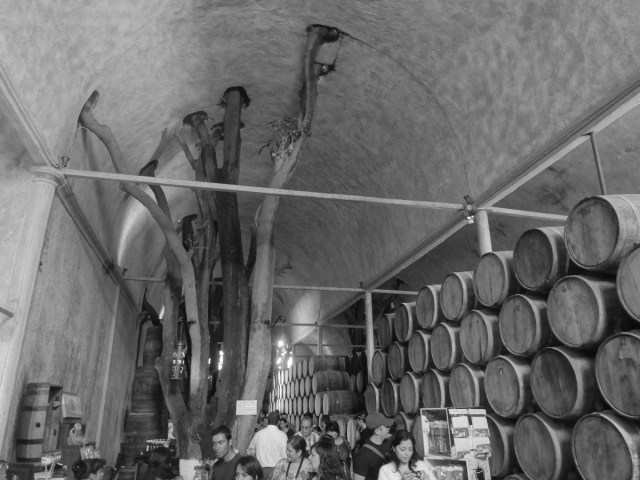 Floor to ceiling barrels and Mango trees…