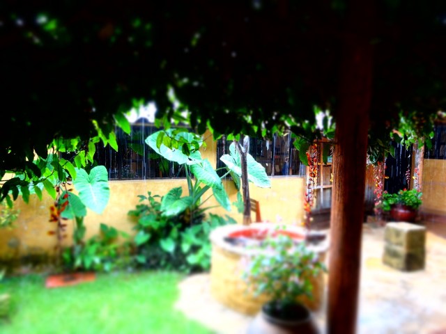 Afternoon rains hit the hostel (later flooding the streets)