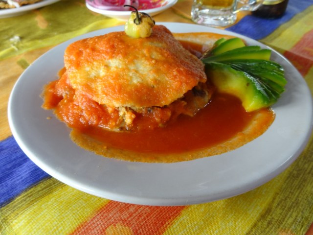 Looking like a Flake Lasagne. Trying a Yucatan specialty