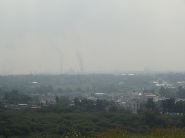 Pemex refineries dot the horizon...