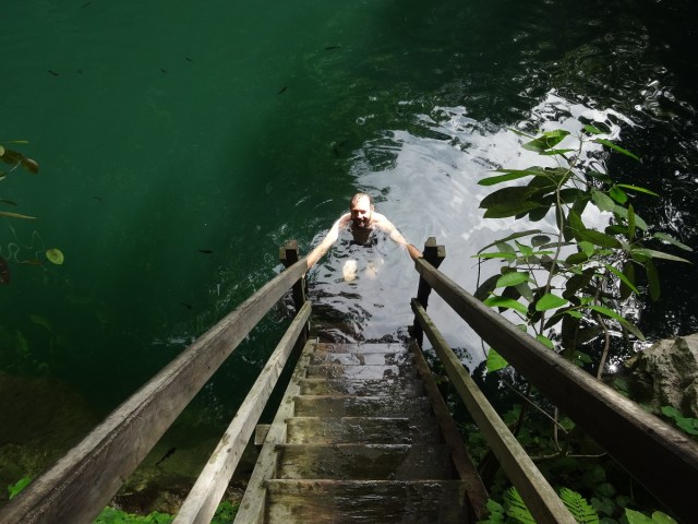 Taking a dip, just me with the catfish
