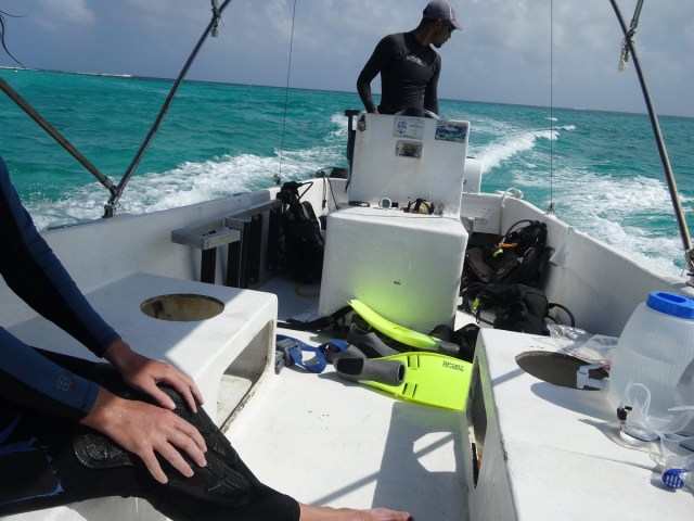 Heading out to the reef for our first practical dives