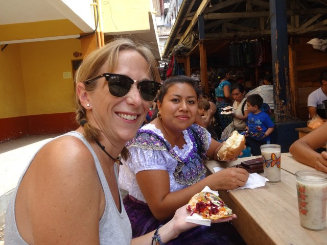Taking a break in the local Mercado with our teachers