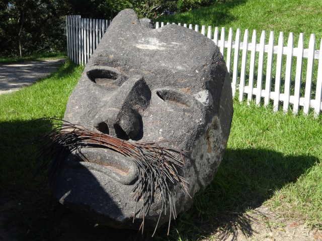 A rock sculpture, complete with metal moustache (just in time for Movember)