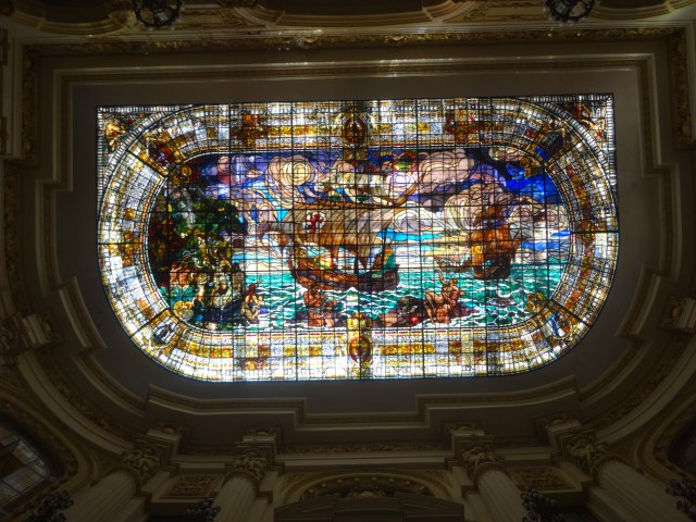 Incredible stained glass ceiling inside the Museo Nacional de Bellas Artes de la Habana