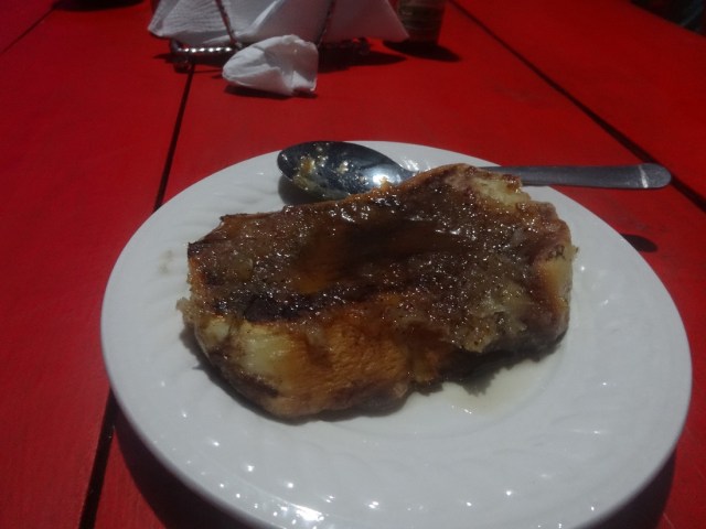 A well deserved dessert. French Toast with shredded coconut and maple syrup