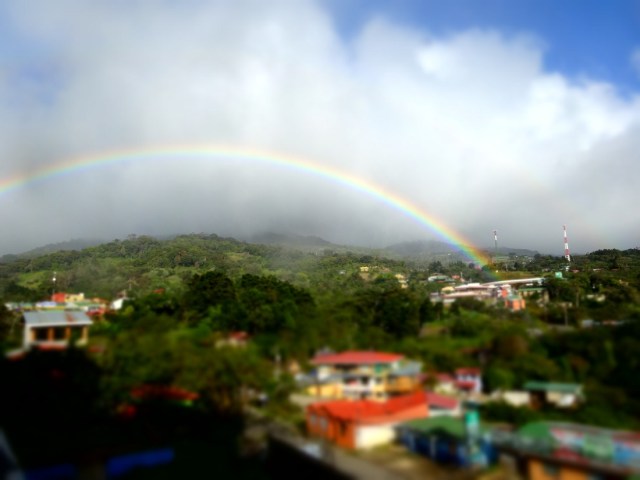 The soon to be common sight of rainbows stretched over the town