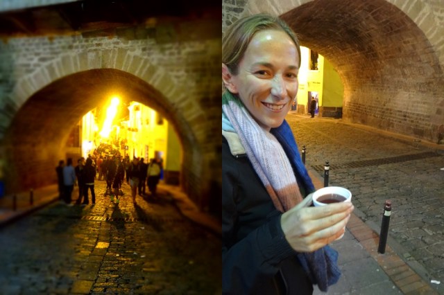 Checking out La Ronda with a warming cup of Canelazo