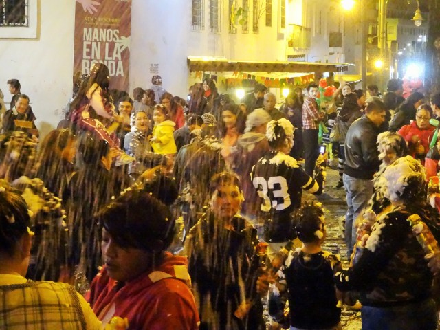 Foam fight in the lead up to Carnival