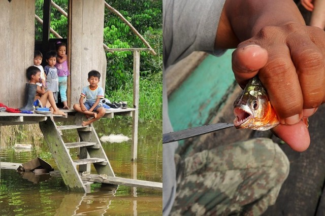 Locals & their waterfront views (left) & a sharp customer (right)