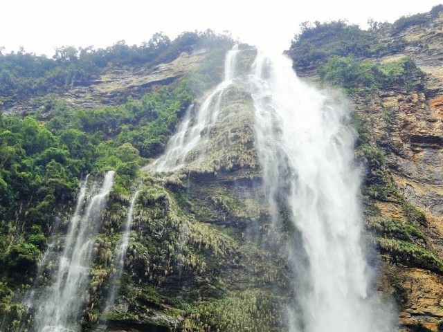 Gazing upwards with a wall of water, half a kilometre in height tumbling down