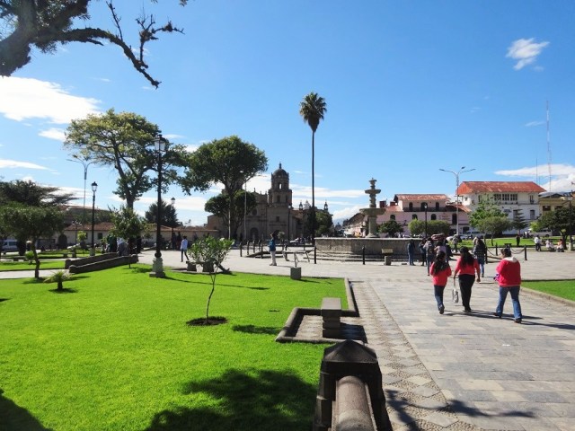 A beautifully sunny morning on the Plaza de Armas
