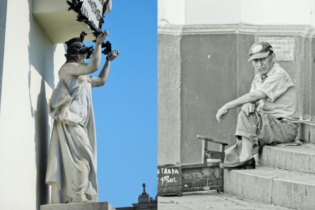 Stately with her crown of Llama (left) & despite his calling, not every day is shiny in the capital (right)