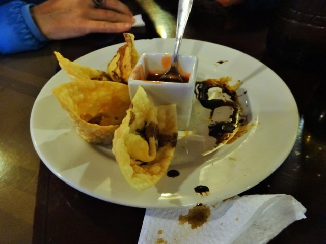 Anyone for fried Wonton wrappers? The soy became very necessary!