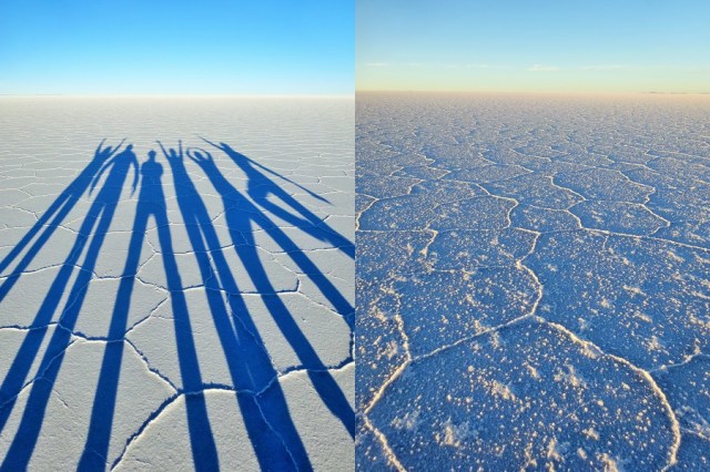 The amazing colours of the salt as the sun sinks lower