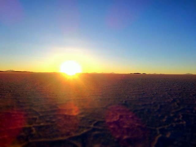 The sun sets on our time on the Salar de Uyuni