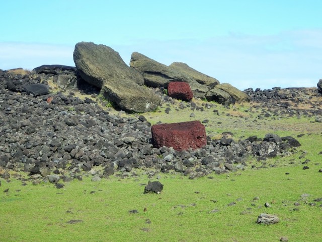 Some of the many toppled Maui along the southern coast