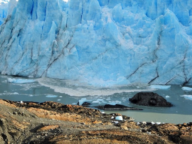 A section, about 40 metres wide, and maybe half that high is lost to the glacier