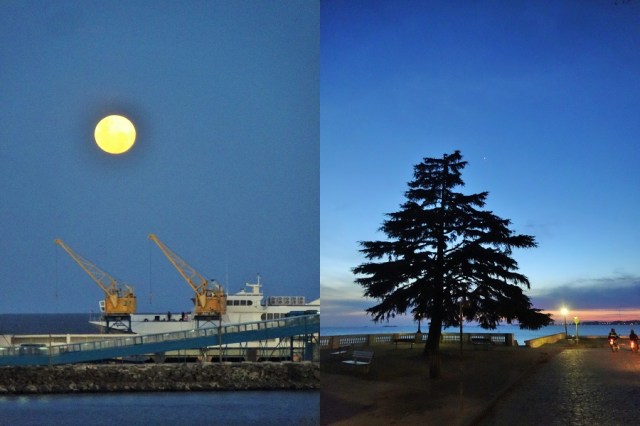 The Moon in its gargantuan glory (left) & Beautiful twilight views from this beautiful colonial town (right)