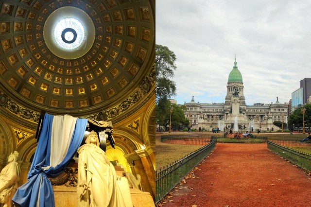 Paying our respects at the tomb of San Martin (left) & Making a move on congress, but... hmmm, does that building look familiar? (right)