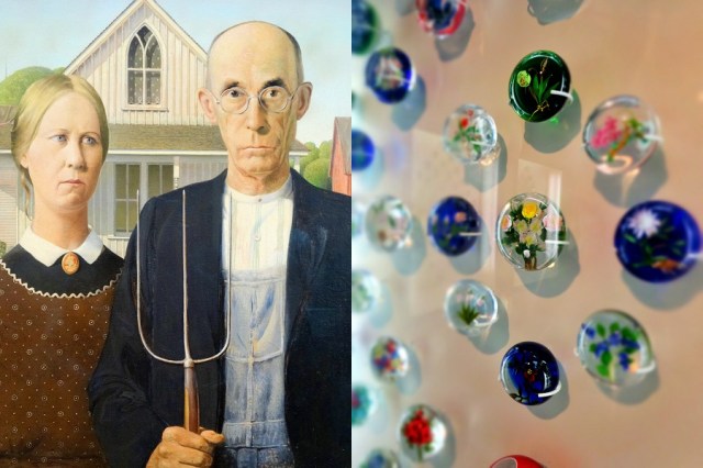 That iconic American piece... (left) & Worth the wait? The worlds largest paper weight collection (right)